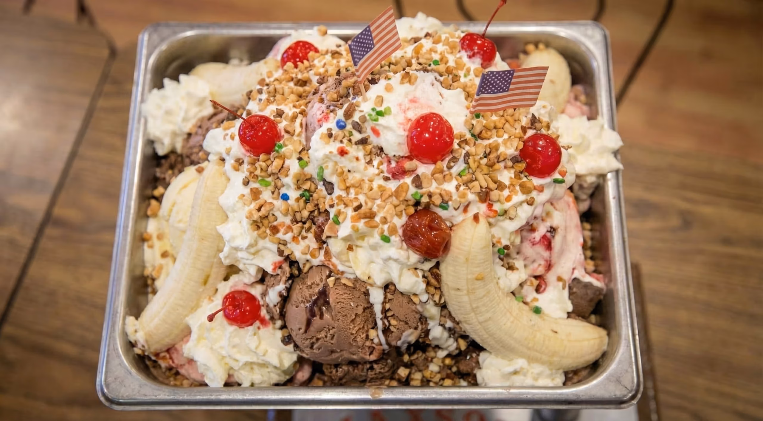 The Kitchen Sink ice cream dessert at Jaxson’s Ice Cream Parlour in Dania Beach near Fort Lauderdale